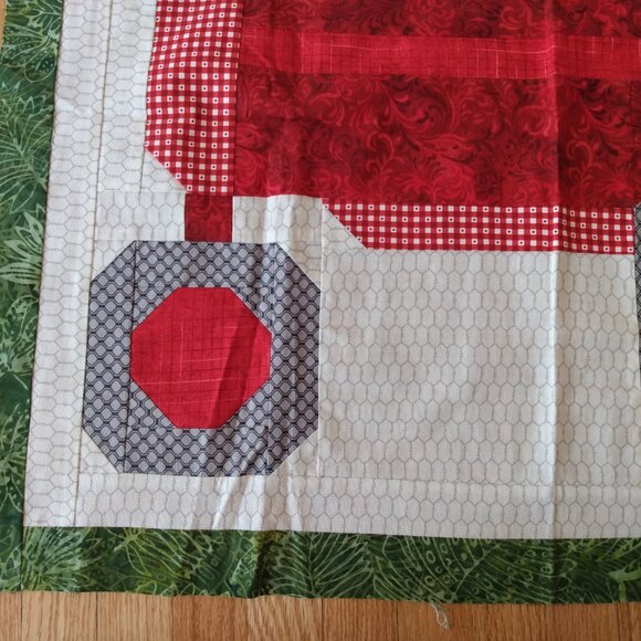 Quilted Farm Tractor Quilt Block Fabric Panel Red Green Pillow Cover Wallhanging - Picture 8 of 13